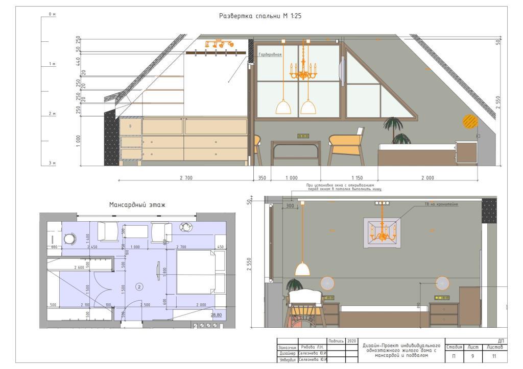 10. Развертки спальни. М 1:25